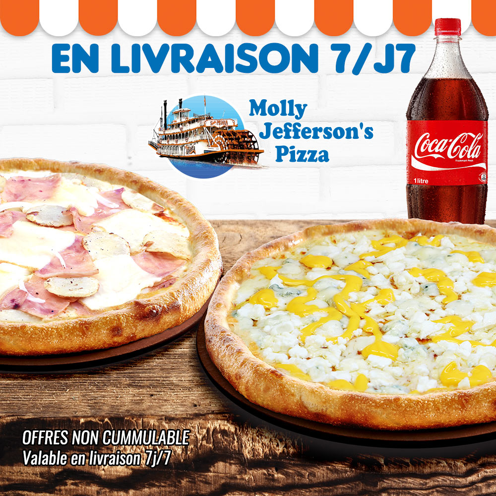 2 pizzas larges + 1 boisson 1,5L